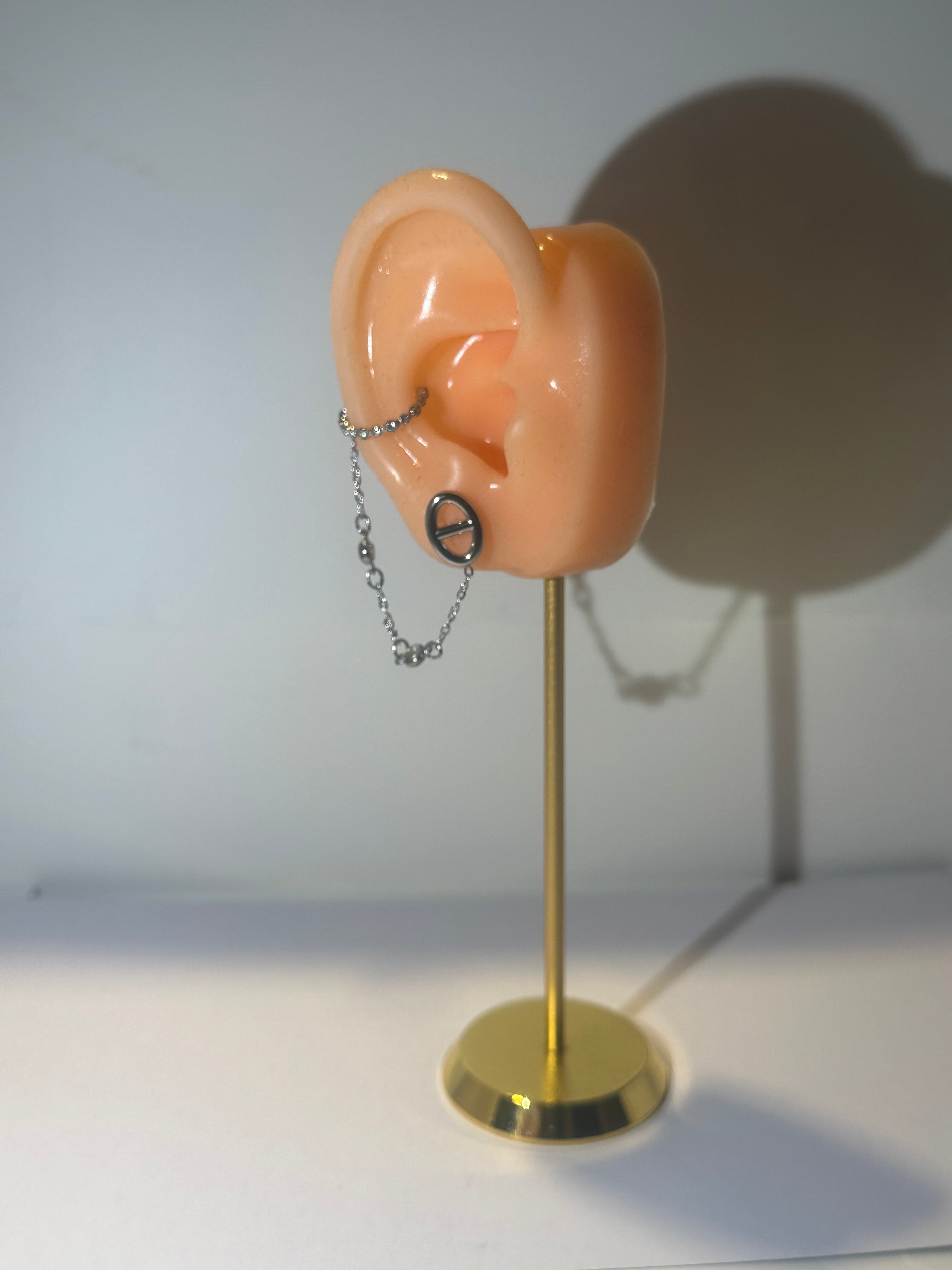 Chain Earcuff/earring zilver