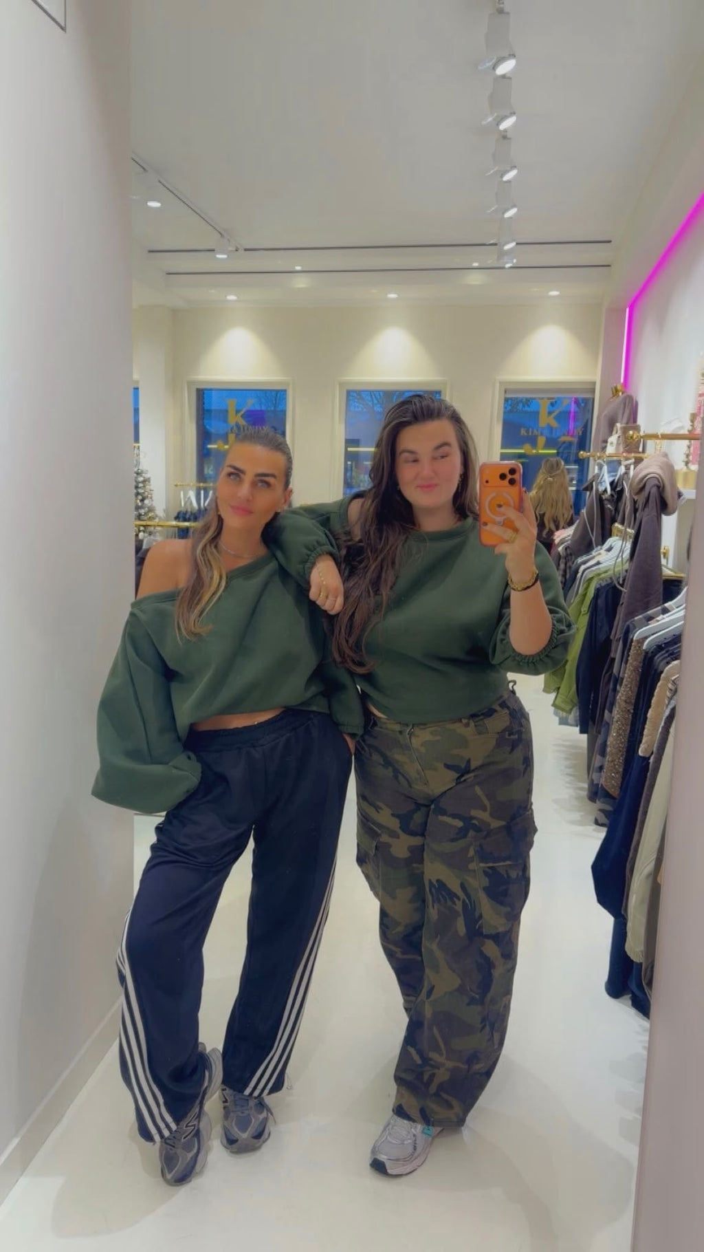 Oversized offsholder sweater green